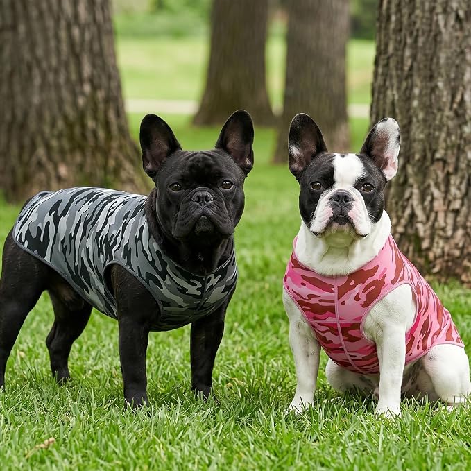 YUDODO 2 Pack Dog Shirts, Lightweight Stretchy Dog Tank Tops, Soft Pet Vest | Skin-Friendly, Breathable, Sleeveless, All Season Dog Clothes, For Small Medium Dogs, Pink+Gray, XL