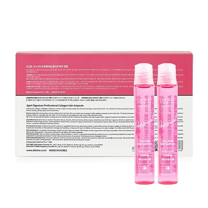Jigott - Signature Professional Collagen Hair Ampoule, K-Beauty Hair Treatment, 13ml/0.43FL.OZ *10 EACH…
