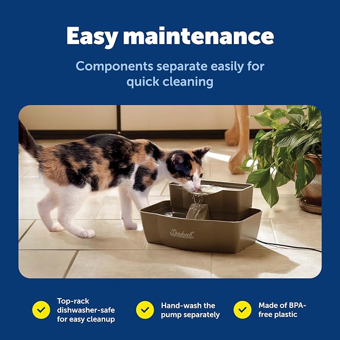 PetSafe Drinkwell Multi-Tier Pet Fountain, Cats & Dogs, Large | 100 oz Capacity, 2 Drinking Heights, Great for Senior/Arthritic Pets, Top-Rack Dishwasher Safe
