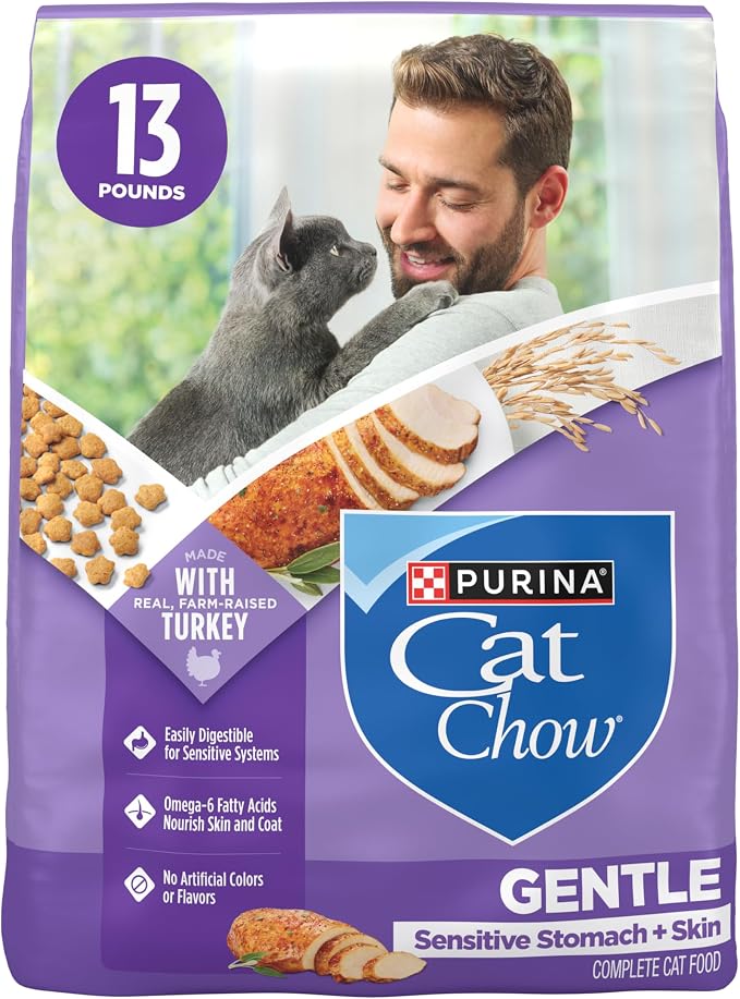 Purina Cat Chow Gentle Sensitive Stomach & Skin Dry Cat Food, 13 lb Bag
