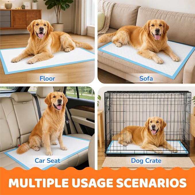 100 Count Puppy Pads 28"x34", Extra Large, Super Absorbent | Disposable Pee Pads for Dogs, Leak-Proof & Quick-Dry, Wee Wee Pads for Dogs, Potty Pads for Dogs, Dog Training Pads
