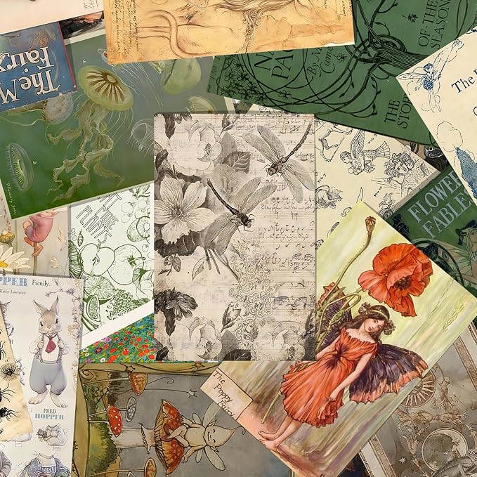 KBKBART Vintage Fairycore Wall Collage Kit Unframed, 50Pcs Fairy Posters | 4x6inch, Fairy Room Decor Aesthetic Pictures, Earthy Vintage Fairy Wall Art Print Mushroom Pictures for Dorm Bedroom