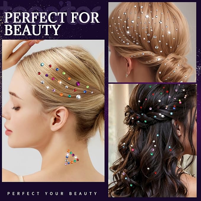 Teenitor Face Gems and Face Glitter Freckles Kit, 4pcs Gold Sparkle Freckles Face Tattoo and 3pcs Face Rhinestones for Makeup, Face Glitter Tattoos, Rhinestone Face Jewels for Women
