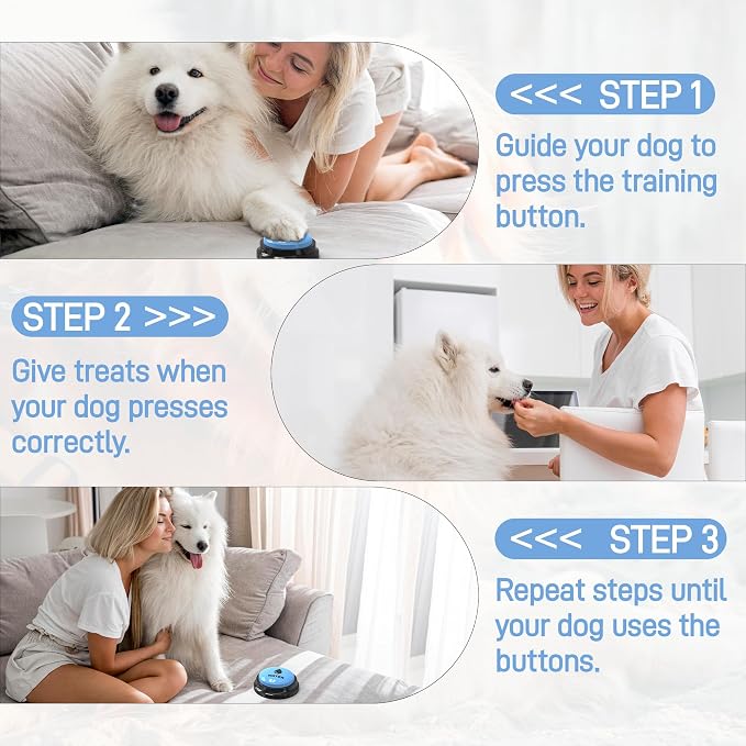 Dog Buttons for Communication 6 Pcs, 30s Recordable Dog Talking Buttons Starter Set with Anti-Slip Mat & 24 Scene Stickers, Pet Training Voice Buzzer