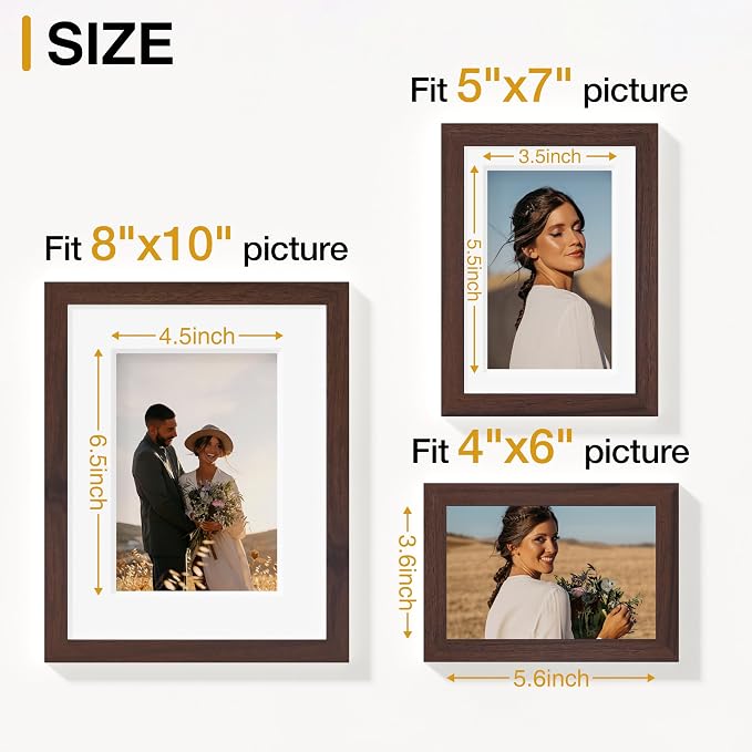 Vittanly 15 Pack Picture Frames Collage Wall Decor, Wall/Tabletop Display | Light Brown, Multi-Size Gallery Wall Frame Set: 3pcs 8x10, 6pcs 5x7, 6pcs 4x6. Picture Frame Set for Family