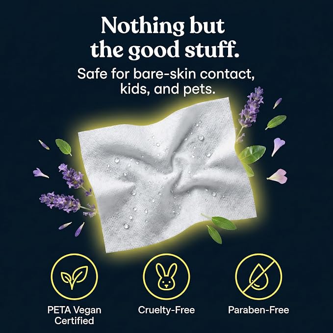 ASUTRA Yoga Mat Cleaning Wipes (Lovely Lavender), 2 Pouches (30 Wipes Each) - No Slippery Residue, Deep-Cleansing for Fitness Gear & Gym Equipment