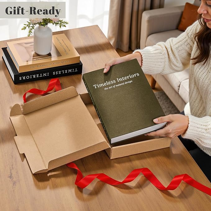JARLINK Decorative Books, Set of 3 Fake Book Storage Boxes, Olive Green | Modern Home Decoration with Hidden Storage Room for Photos & Keepsakes, Styling Decor for Coffee Tables, Shelves, & Mantels.