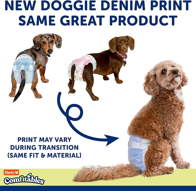 Hartz Comfitables Disposable Dog Diapers, Size Large 12 Count, Comfortable & Secure Fit, Easy to Put On, Super Absorbent Male and Female Diaper