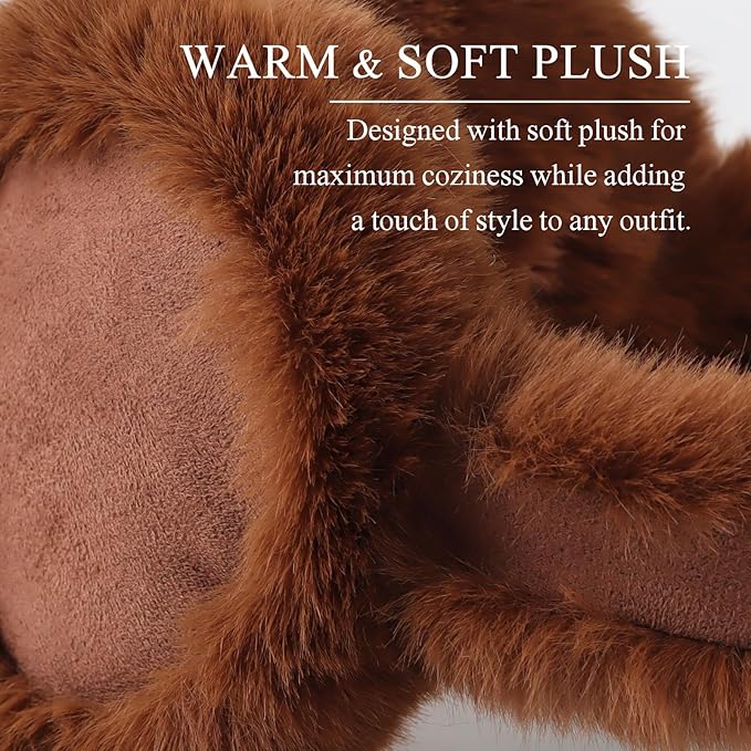 Zsedrut Winter Women Earmuff Foldable Ear Warmer Fluffy Ear Cover Warm Outdoor