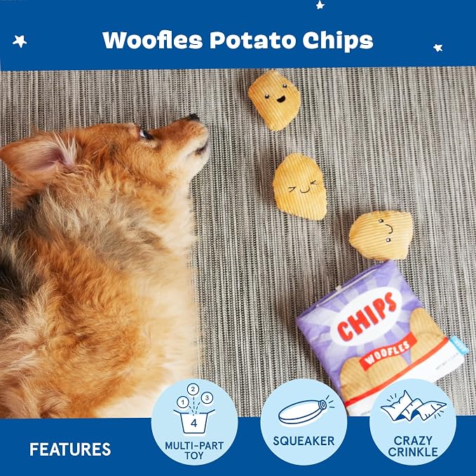 BarkBox Woofles Potato Chips 2-in-1 Interactive Plush Dog Toy
