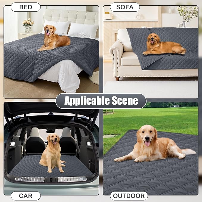 Smiry Waterproof Reversible Pet Couch Covers for Dogs | Pet Friendly, Soft Fabric, Washable Sofa Furniture Protector for Dogs Cat Kids, Checkered (68"x82", Dark Grey/Dark Grey)