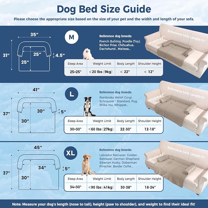 Medium Dog Cooling Bed for Sofa, 35x31 Inch Pets Couch Cover Mat | Waterproof & Easy Clean & Non-Slip Bottom & Non-Gel, Washable Dogs Summer Couch Pad For Indoor & Outdoor, Taupe