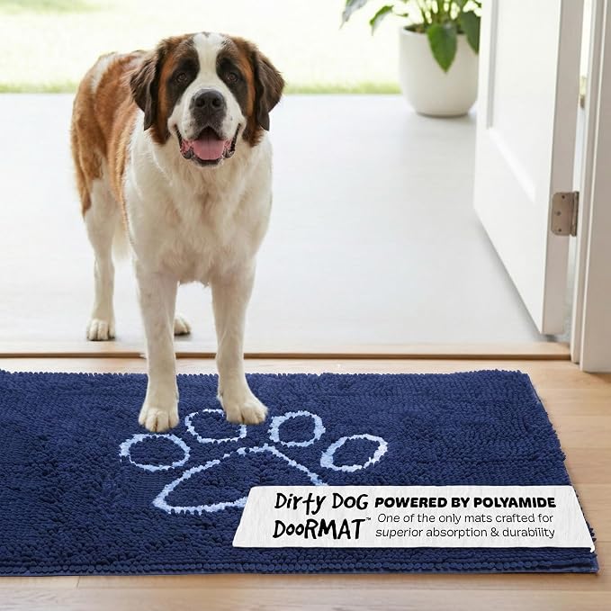 Dog Gone Smart Dirty Dog Doormat - Fast Drying Rug with Super Gripper Backing for Clean Floors - Super Absorbent and Machine Washable Mat for Muddy Paws - Bermuda Blue | Fast Drying Rug with Super Gripper Backing for Clean Floors - Absorbent Microfiber...