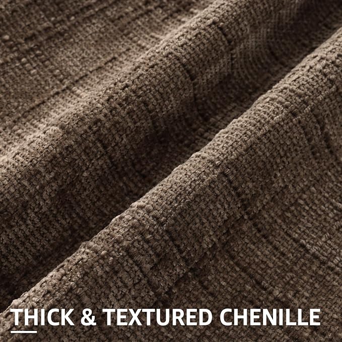 decorUhome Textured Chenille Throw Pillow Covers 20x20 Set of 2 Dusty Brown | Fall Modern Farmhouse Soft Cozy Slubby Couch Pillow Cases Boho Decorative Pillow Cases for Bed Sofa Living Room Home Decor