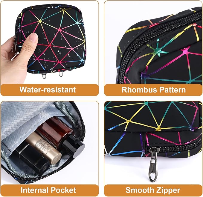Likesing Period Bag for Teen Girls, Leather Sanitary Napkin Storage Bag, Portable Menstrual Pad Bag Period Pads Pouch, Small Make Up Bags