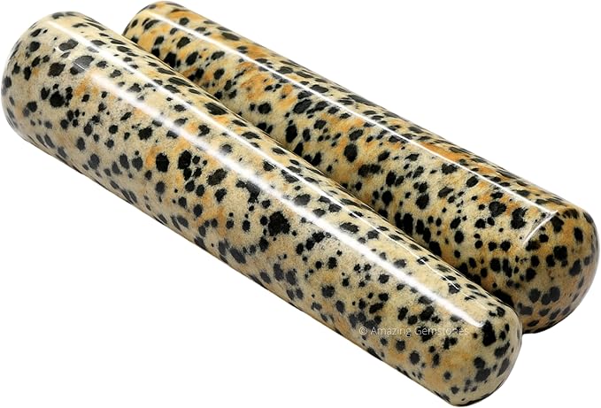 Amazing Gemstone Dalmatian Jasper Crystal Wand Massage Stick - Pelvic Wand Gua Sha for Adults - Crystals and Healing Stones Massage Wands for Adults Gifts (Smooth)