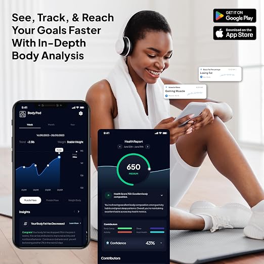 Hume Health - The Body Pod - Home Body Analyzer and Free Bluetooth App - 45+ Key Health Metrics - Accurate Personalized Data - Body Composition Scale - Smart Scale for Body Weight - HSA & FSA Eligible
