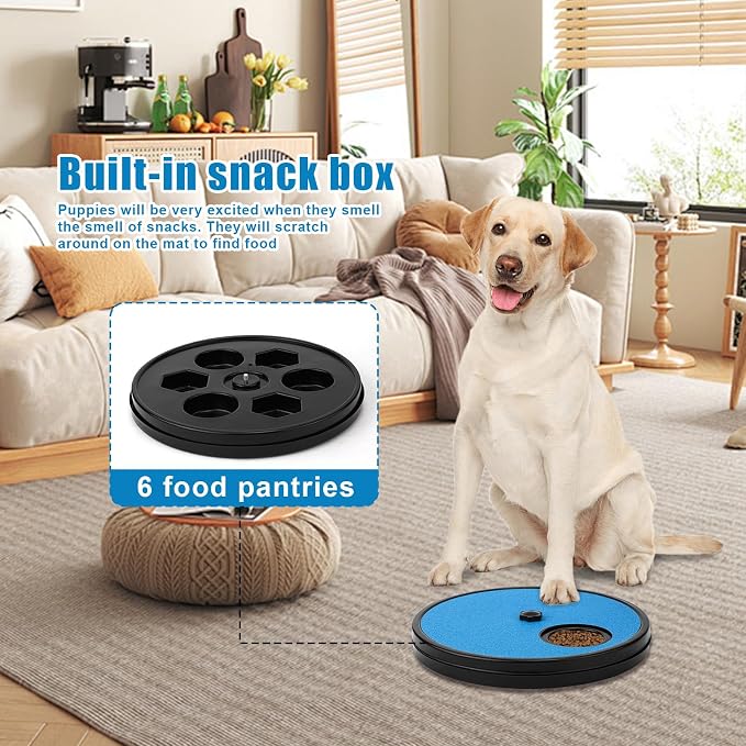 Dog Scratch Pad for Nails, 3 in 1 Round Rotatable Pet Nail Grinding Mat Slow Food Storage Box Fun Dog Nail File Board for Pets Gift Nail Care