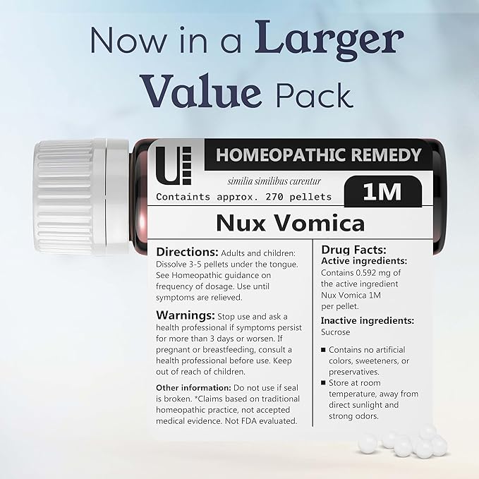 Nux Vomica 1M Homeopathic Remedy, 270 Pellets