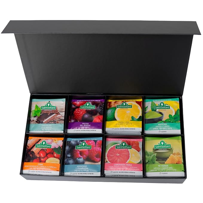 [ASSORTED FLAVORS] Saint Gottard Herbal Tea Box – Caffeine-Free Natural Infusion, Hot or Iced Tea, Organic Premium Flavor Blend, Aromatic & Smooth Taste, 80 Tea Bags