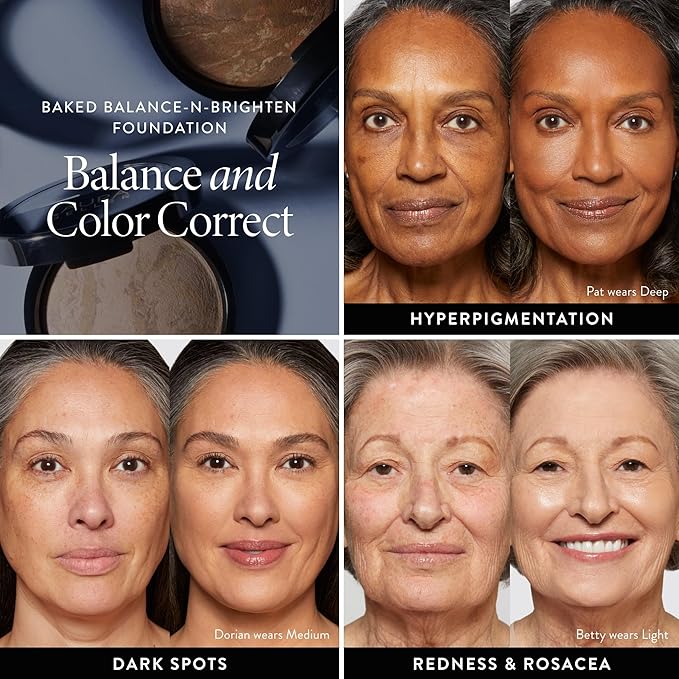 LAURA GELLER NEW YORK Award-Winning Baked Balance-n-Brighten To Go Color Correcting Powder Foundation - Medium - Buildable Light to Medium Coverage - Demi-Matte Natural Finish