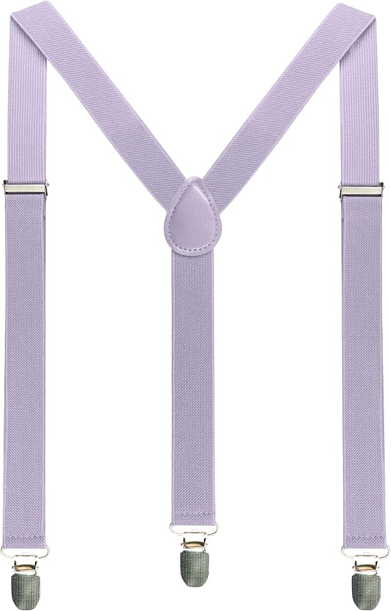 JEMYGINS Solid Color Mens Suspender with 3 Strong Clips Adjustable Braces