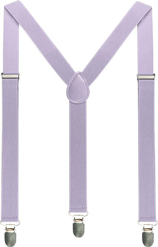 JEMYGINS Solid Color Mens Suspender with 3 Strong Clips Adjustable Braces