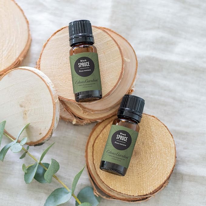 Edens Garden Spruce- Black Essential Oil- 100% Pure Premium Grade, Undiluted, Natural, Therapeutic, Aromatherapy, The Best for Diffuser, Skin, Candle, Humidifiers 10 ml (.33 fl oz)