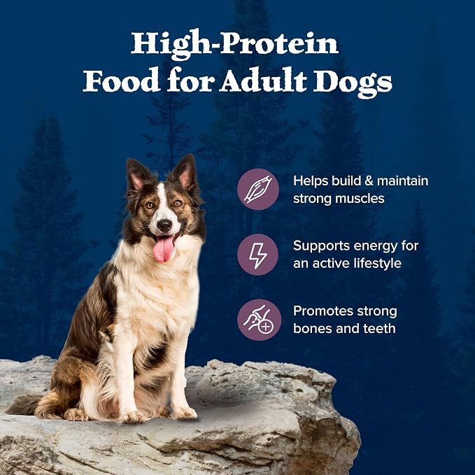 Blue Buffalo Wilderness Rocky Mountain Recipe Bison Dry Dog Food, 28 lb | 31g Protein, Real Bison #1 Ingredient, Wholesome Grains, Antioxidant-Rich Fruits & Veggies, High Protein to Fuel Adventures