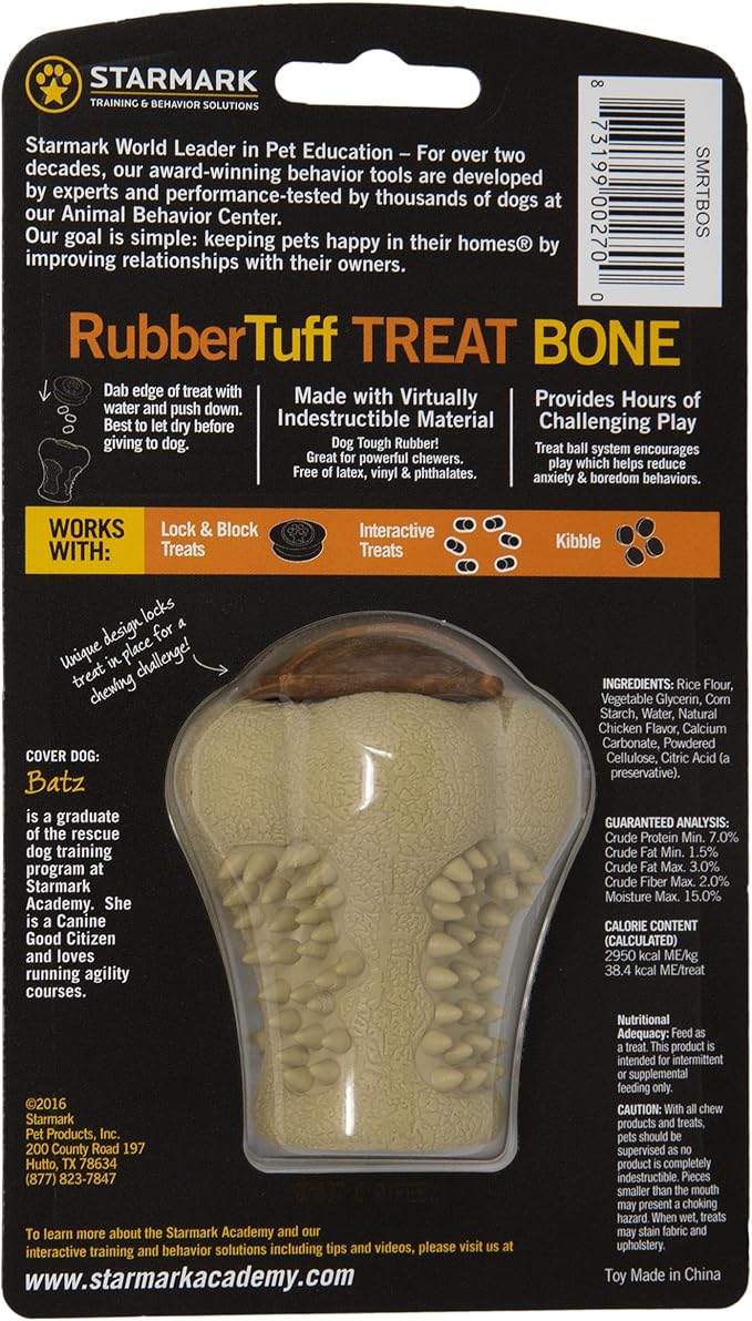 Starmark RubberTuff Treat Bone Small Dog Toy