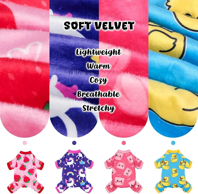 4 Pack Dog Pajamas Soft Lightweight Dog Recovery Suit Onesie Clothes for Small Medium Large Female Pet Boys Girls Dogs Cats