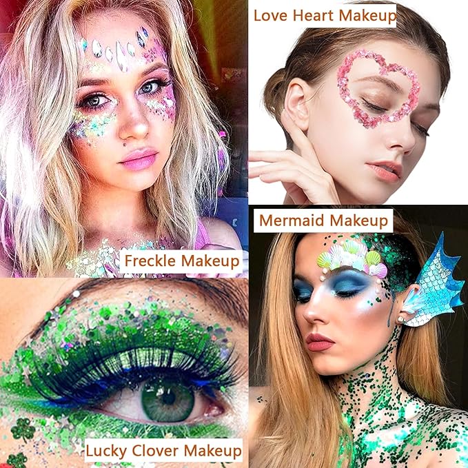 Boko Independence Day Body Glitter Gel, 50ML Red White Blue Chunky Glitter Gel for Face Hair Body Makeup, Patriotic Glitter for 4th of July Memorial Day Veterans Day Flag Party Event Rave Accessories