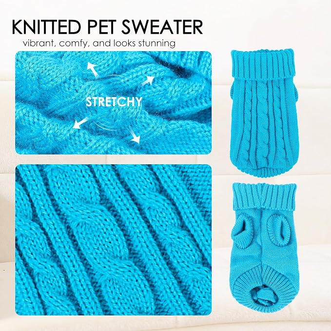 2 Pieces Dog Sweaters for Small Dogs, Turtleneck Knitted Chihuahua Yorkie Sweater, Dog Clothes Winter Warm Pullover Sweaters, Pet Cat Clothing Cold Weather Puppy Clothes Outfits (Small)