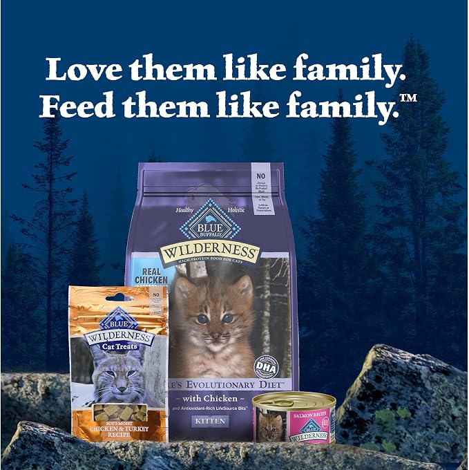 Blue Buffalo Wilderness Natural High Protein Grain Free Wet Food for Kittens,Salmon Pate,3-oz,(Pack of 48)