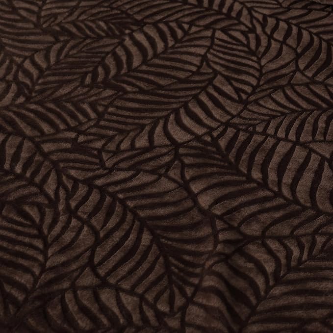 Super Soft Flannel Fleece Throw Blanket, 50 x 60 Inches, Brown | Lightweight Cozy Warm Leaves Textured Plush Blanket for Bed Couch Sofa