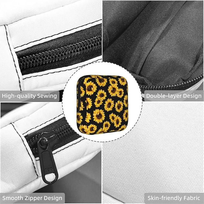 Beautiful Sunflower Fall Flower Period Bag For Women,Portable Sanitary Napkin Period Pad Pouch For Purse, Small Make Up Bags