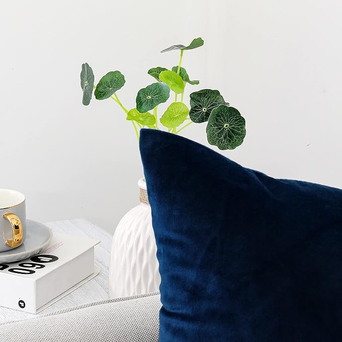 NiNi ALL Navy Blue Velvet Throw Pillow Covers 28x28 Pack of 2 Decorative | Soft Solid Boho Cushion Squar Pillow Cases for Chair Sofa Bedroom Farmhouse Living room Modern Luxury Home Decor Christmas