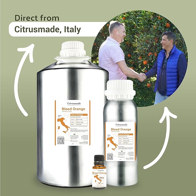 Blood Orange Essential Oil - Direct from Citrusmade in Sicily - Pure Essential Oil for Diffusers and Aromatherapy - Natural Citrus Scent | 100% Pure Therapeutic Grade (15ml)