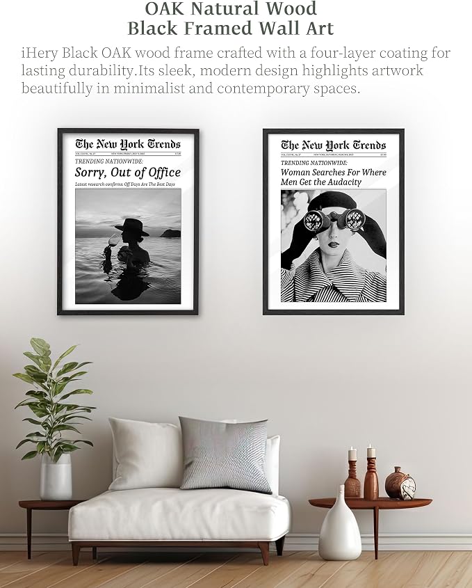 iHery 12x16in Woman Searches for Where Men Get the Audacity Framed Art | Premium Black OAK Wood Frame with Canvas Print, Vintage Fashion Decor for Bedroom, Dorm, Living Room and Bar Cart, 1Pack
