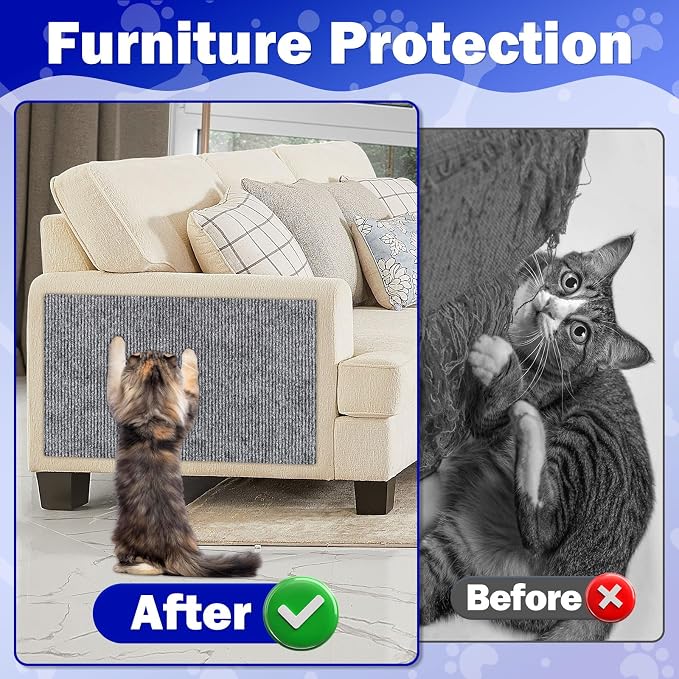 ENONCI 23.6x15.8 Cat Scratcher Mat, Self-Adhesive Cat Scratch Furniture Protector
