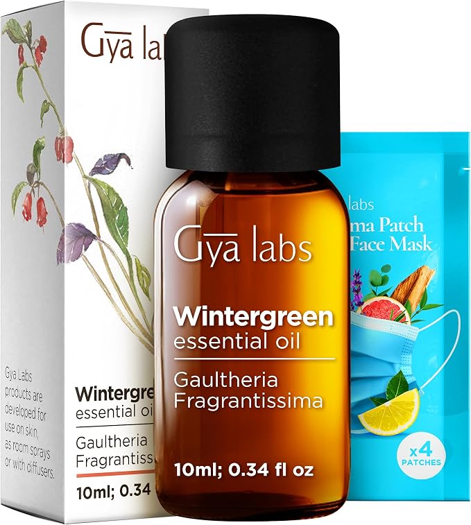 Helichrysum Oil for Skin (0.17 fl oz) & Wintergreen Essential Oil Diffuser (0.34 fl oz) Set - Aromatherapy Grade Essential Oils Set - Gya Labs