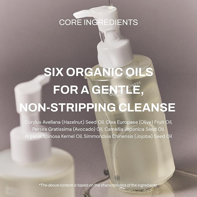 Whamisa Organic Flowers Cleansing Oil, Face Cleanser, Postbiotic-Rich Makeup Remover for Deep Cleansing, Pore Care, Rolling, Fermented, Easy Clean, Korean Skin Care (260ml)