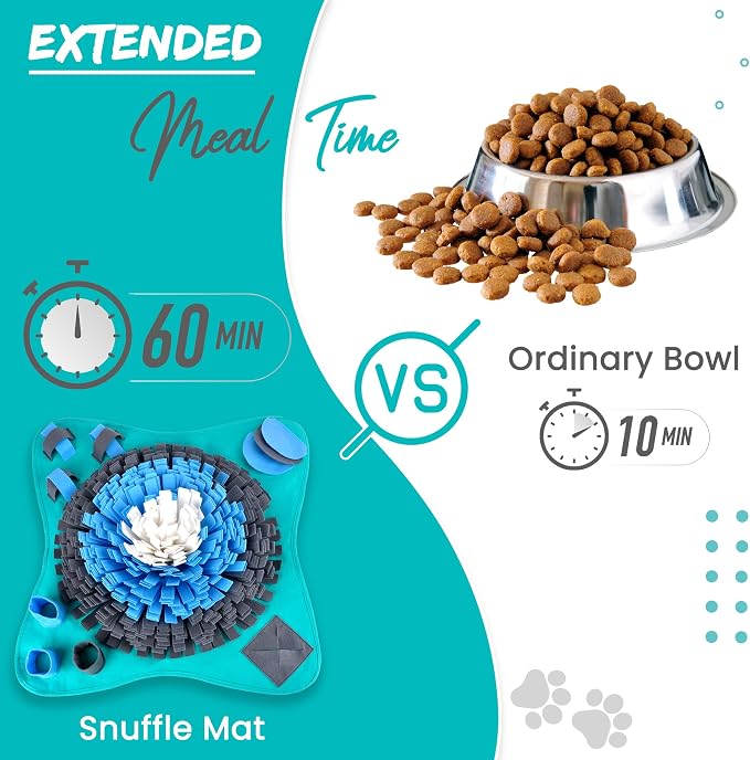25" Dog Snuffle Mat - Interactive Dog Puzzle Toys for Enrichment - Large Slow Feeder Foraging Mat for Brain Games & Nosework Training - Washable Pet Sniff Mat with Easy to Carry Handle