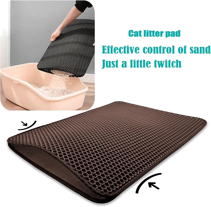 HTTMT- Cat Litter Mats 25.6x22 inch (65X55cm) Pet Supplies & Housebreaking Brown Cat litter Double Layer Pad Trapper Folding Pad EVA Foam Rubber