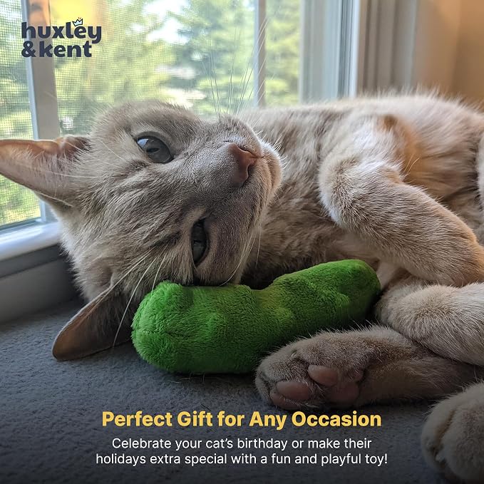 Huxley & Kent Plush Crinkle Catnip Cat Toy, Pickle