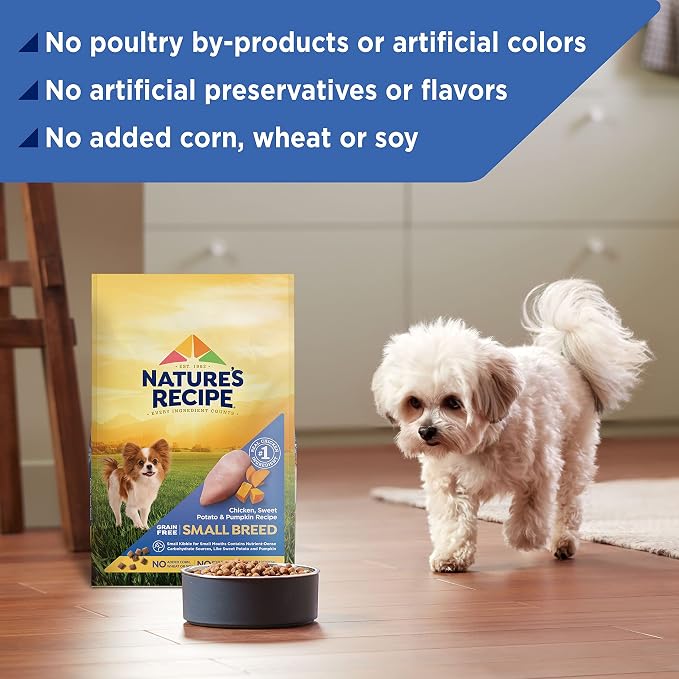 Nature's Recipe Grain Free Dog Food, Chicken | Small Breed | Sweet Potato & Pumpkin | 4 lb Bag | Pack of 2