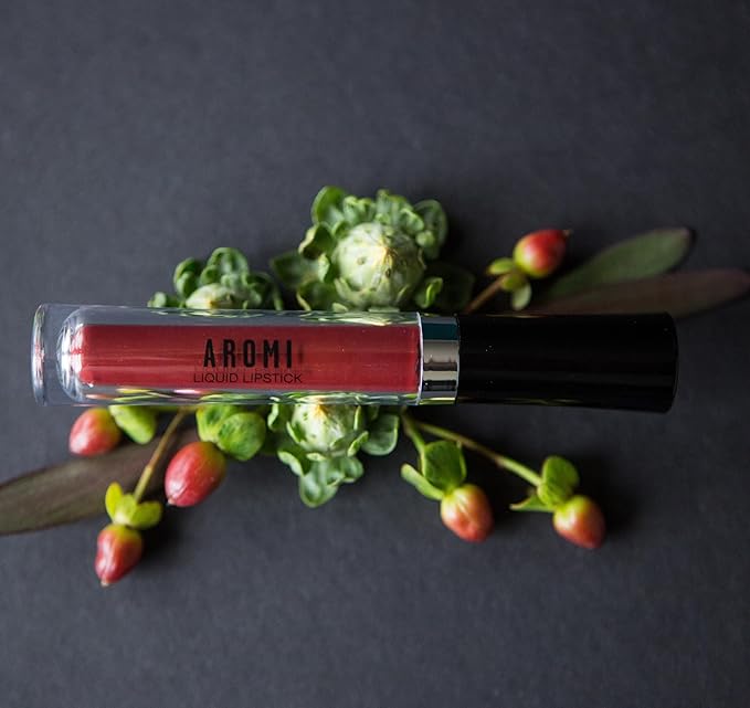 Aromi Maroon Matte Liquid Lipstick | Dark Red Lip Color with Warm Undertones, Bordeaux, Vegan, Cruelty-free, Long-wear (Rich Rosewood)