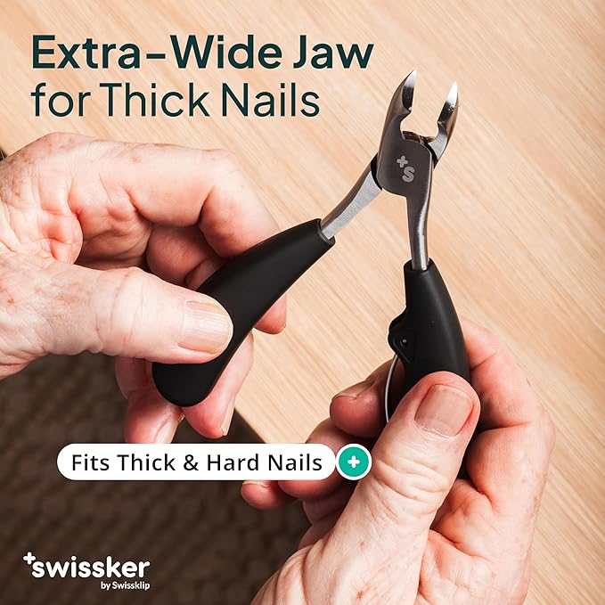 Swissker by Swissklip Heavy Duty Toenail Clippers for Men and Women – Professional Ergonomic Large Toe Nail Cutter & Trimmer for Thick Nails Seniors, Long Handle Toe Nail Clipper – 3 Pack