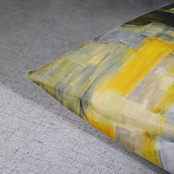 Emvency Throw Pillow Covers Set of 2, 20 x 20 Inch, Yellow White and Black | Abstract Modern Painting Outdoor Decorative Square Pillow Cases Couch Cushion Case for Couch Bed Sofa Living Room Home Decor