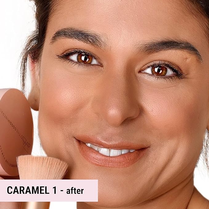 The Good Mineral Loves-You-Back 3in1 Mineral Powder Foundation (CARAMEL 1) | Designed for acne-prone, sensitive skin reducing the appearance of acne and scars without layers | Vegan + Cruelty Free